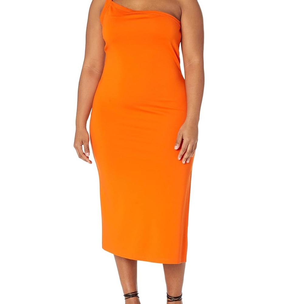 The Drop Aditi Orange One-Shoulder Bodycon Knit Dress in Fire Orange size XL NWT